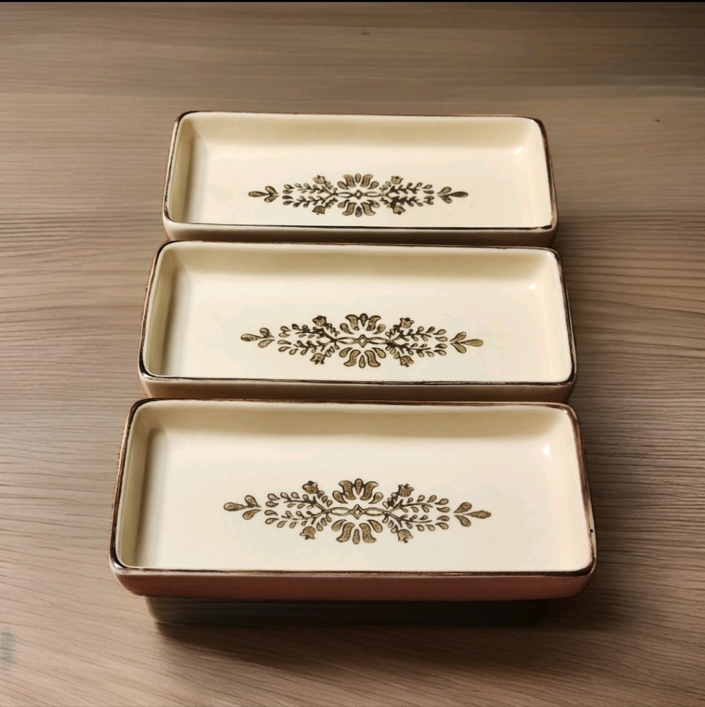 VTG Pfaltzgraff Village Relish Tray Set of 3 – USA 716-51 Stoneware – Farmhouse